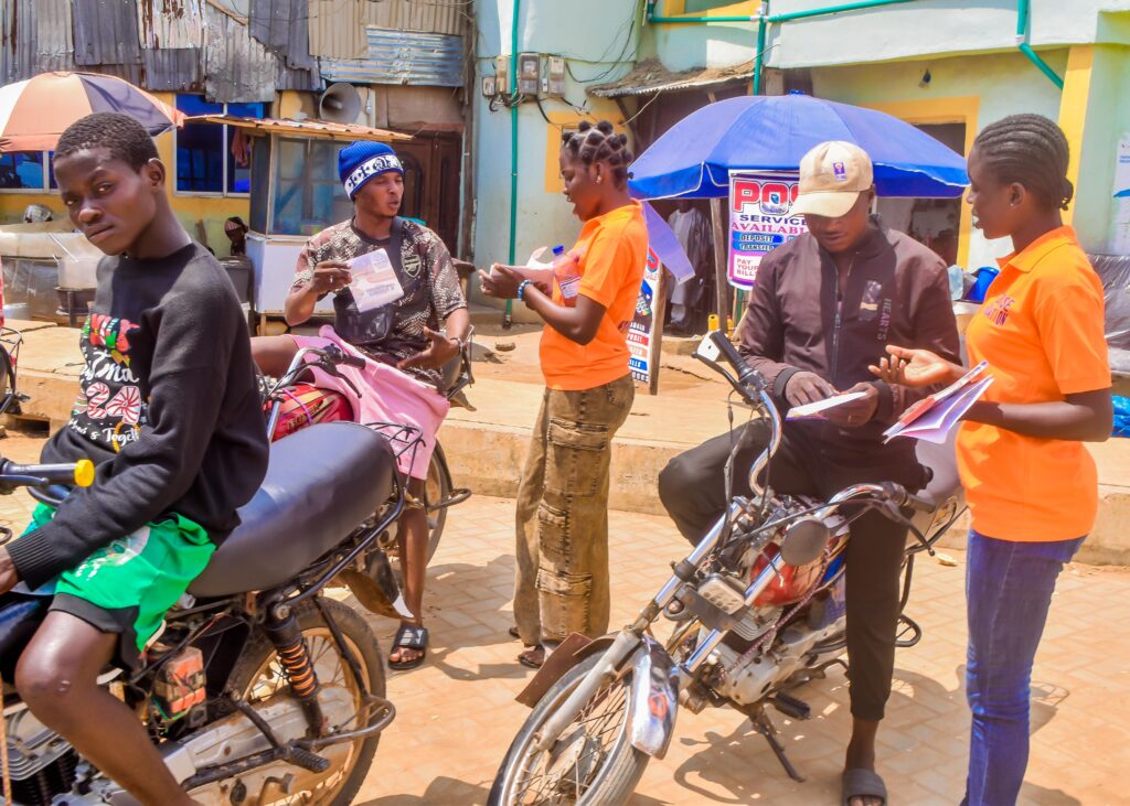 Gbonse Foundation officers with okada riders in Lagos